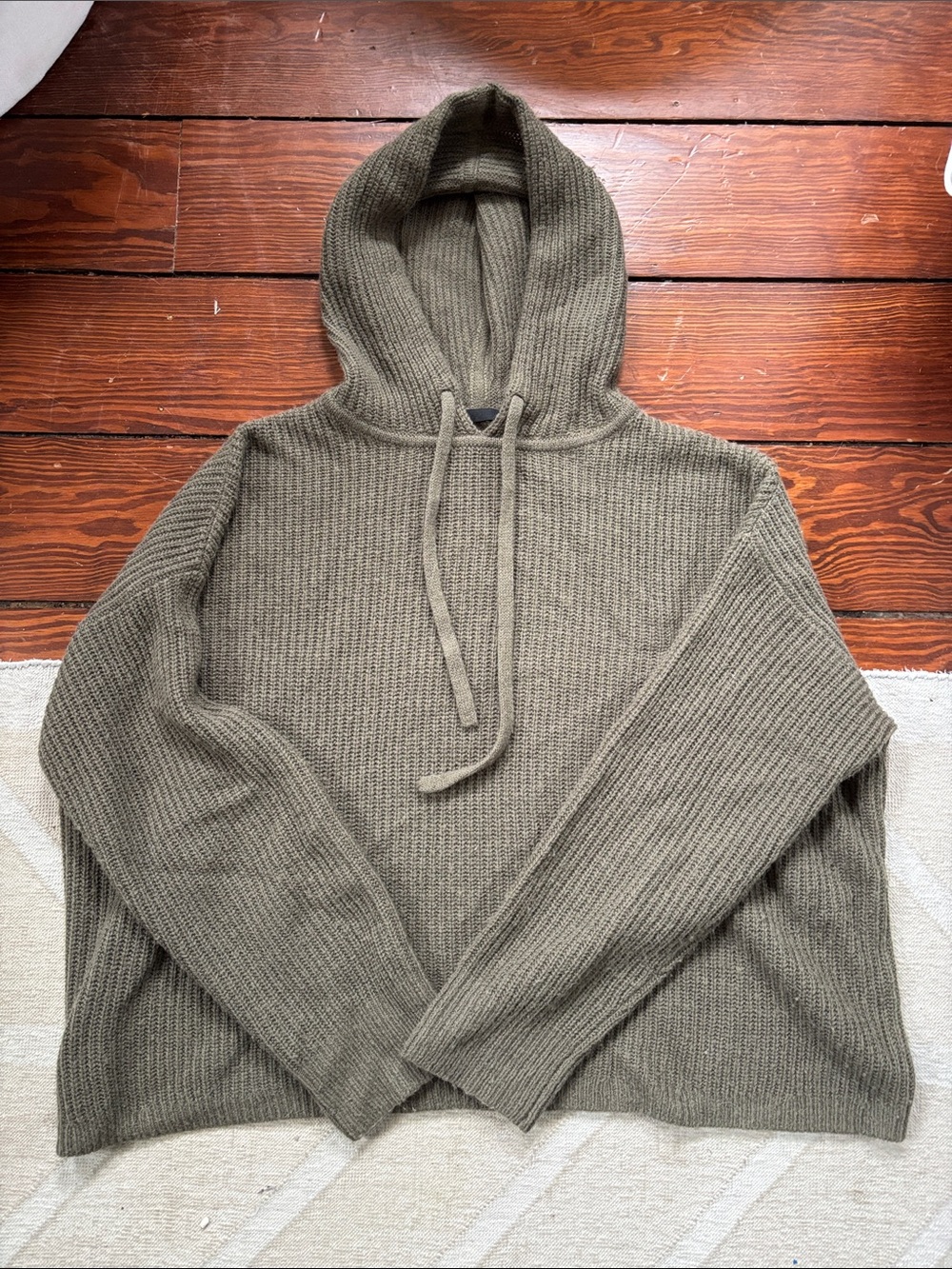 Jenni Kayne Olive Khaki Hoodie Sweater, Size Small